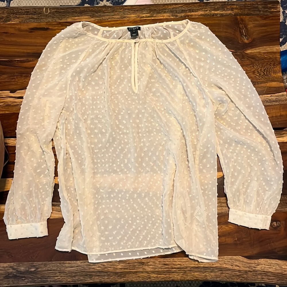 Women’s J Crew sheer blouse, cream color, size small